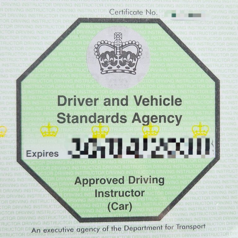 Green vehicle standards certificate for an approved driving instructor, expires 30/04/2030.
